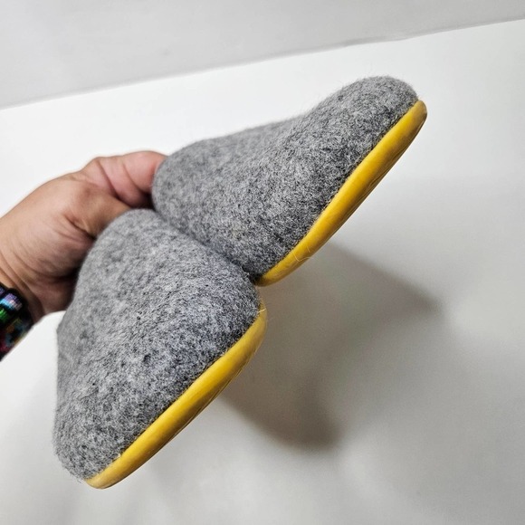 Mahabis Classic Slipper M8.5-9 W10.5-11 Wool Light Grey Yellow Slip On - Picture 4 of 7